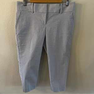 Ann Taylor Petite Capri Pants Blue and White Seersucker Size 10P